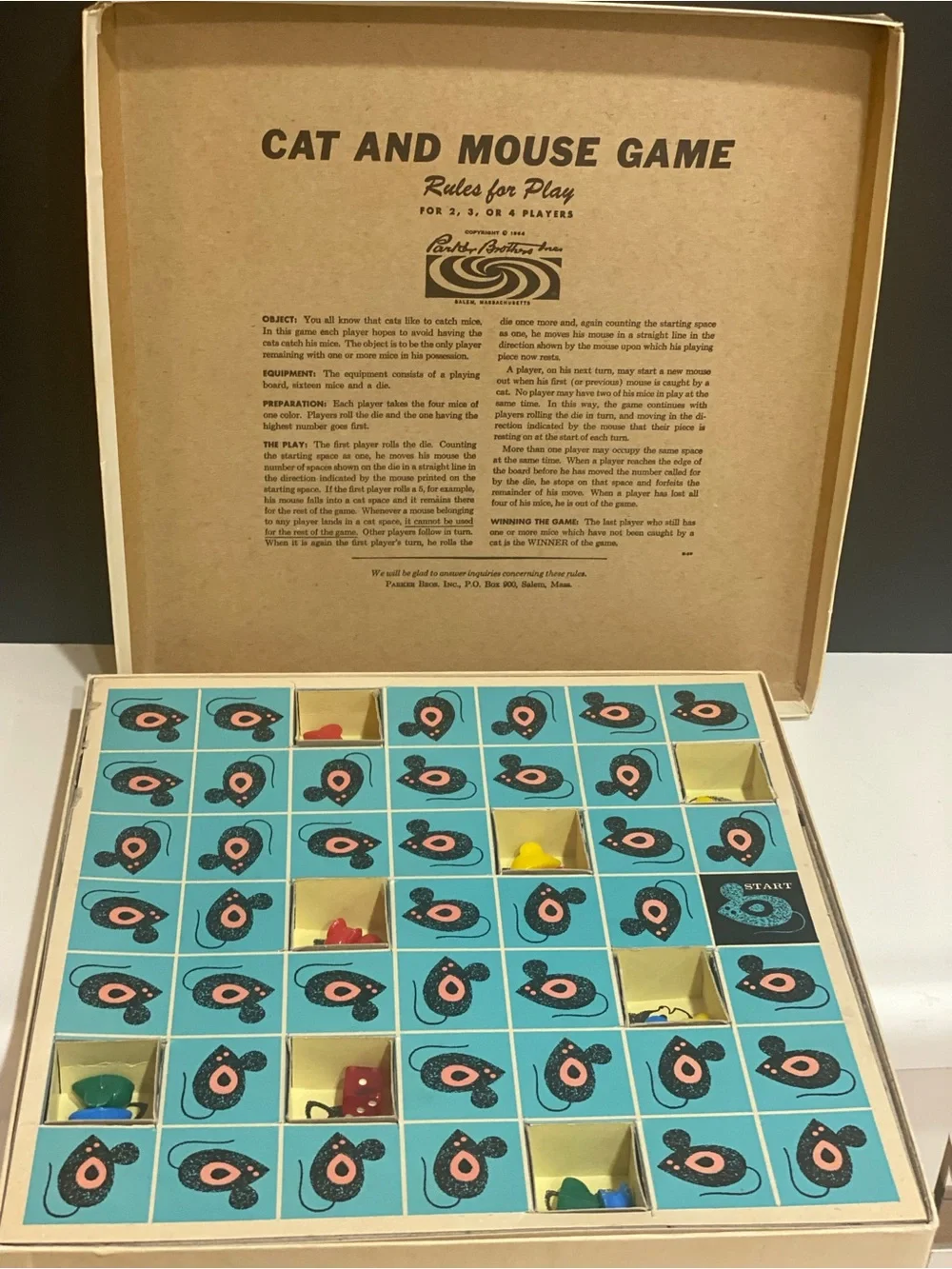 Vintage 1964 Parker Brothers Game of Cat and Mouse Board Game